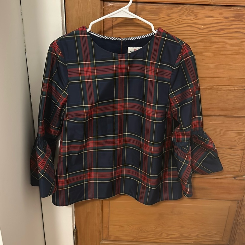 Vineyard Vines Jolly Plaid Bellsleeve Top
